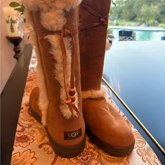UGG Tan Shearling-Lined Tall Boots - Picture 3 of 3
